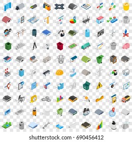 100 Industry Icons Set In Isometric 3d Style For Any Design Vector Illustration