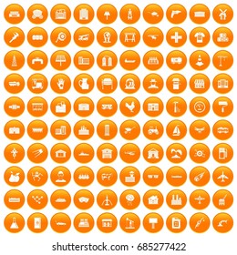 100 industry icons set orange