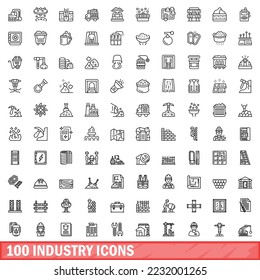 100 industry icons set. Outline illustration of 100 industry icons vector set isolated on white background