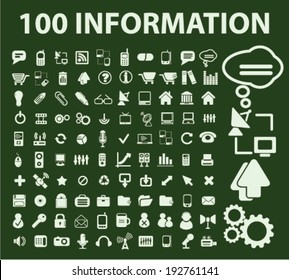 100 información, datos, conjunto de iconos de Internet, vector