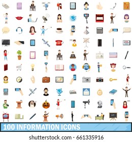 100 information icons set in cartoon style for any design vector illustration