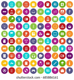 100 information icons set in different colors circle isolated vector illustration