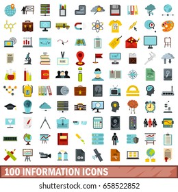 100 information icons set in flat style for any design vector illustration