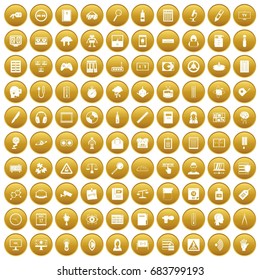 100 information icons set gold