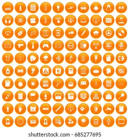 100 information icons set orange