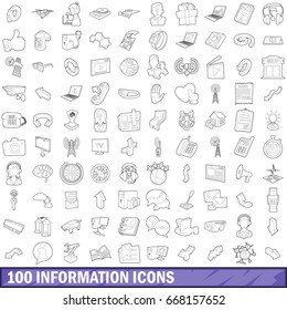 100 information icons set in outline style for any design vector illustration