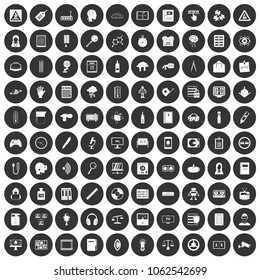 100 information icons set in simple style white on black circle color isolated on white background vector illustration