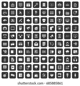 100 information technology icons set in black color isolated vector illustration
