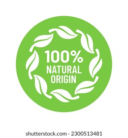 100% ingredients of natural origin vector logo icon badge concept