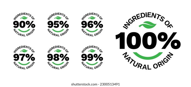 100% ingredients of natural origin vector logo icon badge concept