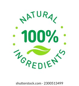 100% ingredients of natural origin vector logo icon badge concept