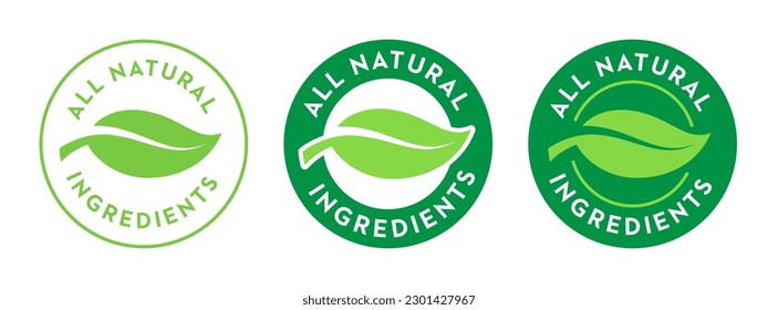 100% ingredients of natural origin vector logo icon badge concept