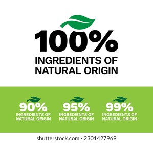 100% ingredientes de origen natural vectores logotipo icono distintivo