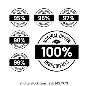 100% ingredients of natural origin vector logo icon badge concept