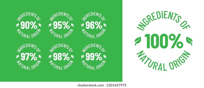 100% ingredients of natural origin vector logo icon badge concept