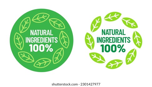 100% ingredients of natural origin vector logo icon badge concept