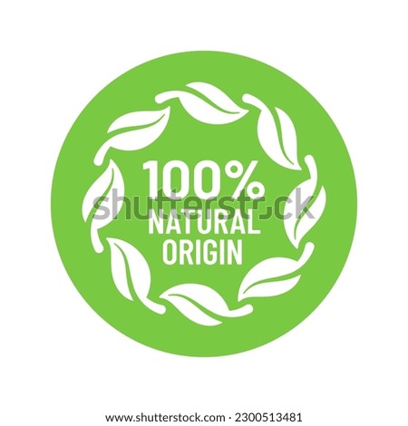 100% ingredients of natural origin vector logo icon badge concept