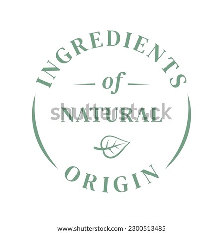 100% ingredients of natural origin vector logo icon badge concept