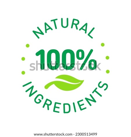 100% ingredients of natural origin vector logo icon badge concept