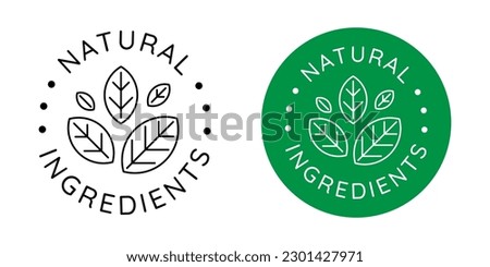 100% ingredients of natural origin vector logo icon badge concept