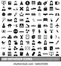 100 initiation icons set in simple style for any design vector illustration