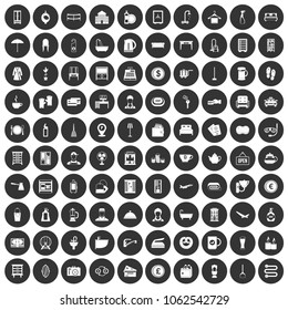 100 inn icons set in simple style white on black circle color isolated on white background vector illustration