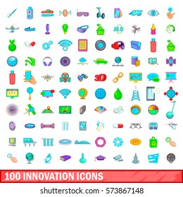 100 innovation icons set in cartoon style for any design vector illustration