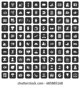 100 insurance icons set in black color isolated vector illustration