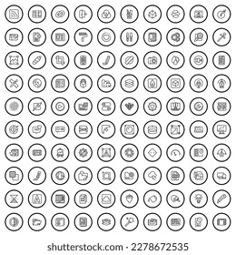 100 interface icons set. Outline illustration of 100 interface icons vector set isolated on white background