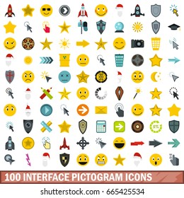 100 interface pictogram icons set in flat style for any design vector illustration
