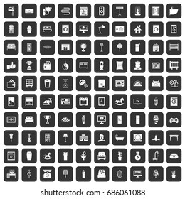 100 interior icons set in black color isolated vector illustration