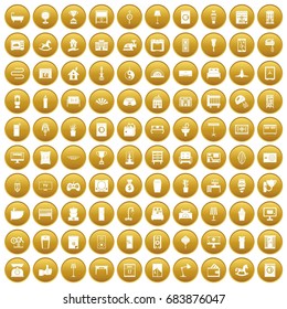 100 interior icons set gold
