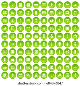 100 interior icons set green