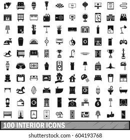 100 interior icons set in simple style for any design vector illustration