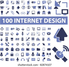 100 internet design set icons, signs, vector illustrations