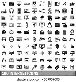 100 internet icons set in simple style for any design vector illustration