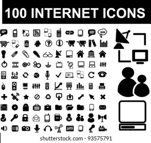 100 internet icons set, vector