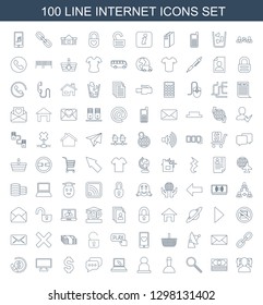 100 internet icons. Trendy internet icons white background. Included line icons such as girl, money, magnifier, spa bag, user, laptop, message. internet icon for web and mobile.
