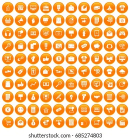 100 internet marketing icons set orange