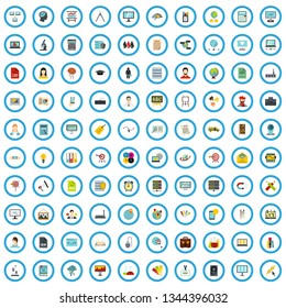 100 internet school icons set in flat style for any design vector illustration