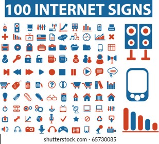 100 internet signs. vector
