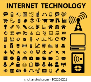 100 Symbole für Internettechnologie, Vektorgrafik