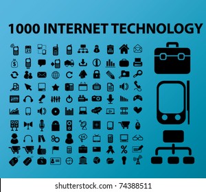 100 internet technology icons, vector