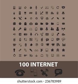 100 internet, web icons, signs set, vector