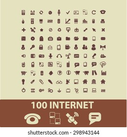 100 internet, sitio web, señales móviles aisladas, iconos vectores establecidos para web, aplicación, diseño.