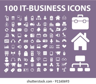 100 it-business icons set, vector illustration