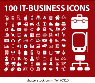 100 it-business icons, signs, vector illustrations