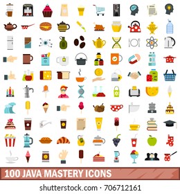 100 java mastery icons set in flat style for any design vector illustration