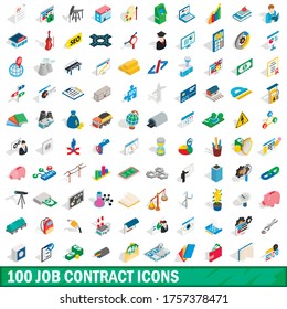 100 job contract icons set in isometric 3d style for any design vector illustration