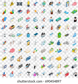 100 job contract icons set in isometric 3d style for any design vector illustration